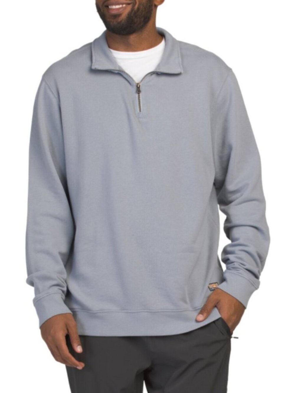 LIFE IS GOOD Solid French Terry Quarter Zip Fleece Sweatshirt